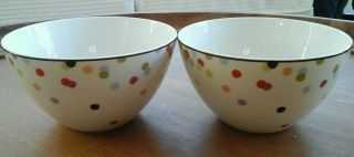 2 Lenox Kate Spade Market Street Confetti Soup Bowls Multicolor Dots