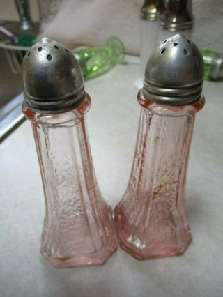 Vintage Pink Depression Glass Salt Pepper Shakers Anchor Hocking Set Antique