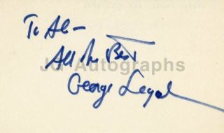 George Segal - American Actor And Musician - Signed Card,  1985