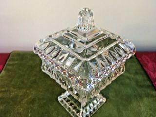 Jeannette Glass Wedding Cake Box - Pedestal Candy Dish W/ Lid 1950 