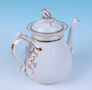 Antique Paris Porcelain Teapot 2nd Empire Gold White Old French Haviland Coffee