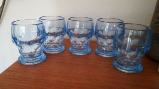 Lovely Set Of 6 Viking Glass Georgian 4 1/8 " Aqua Blue Juice Glasses No Chips