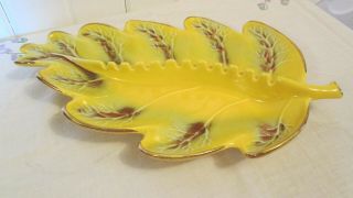 Vintage Huge California Ashtray Leaf Yellow Gold Green 812 Pottery Ceramic