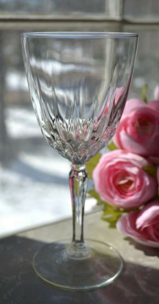 Vintage Luminarc Crystal Glass Set Of 6 Diamant Pattern Stem Wine Glasses