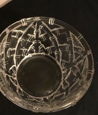 Tiffany Co.  Crystal Glass Bowl Dish Signed Etched Basket Weave Bamboo 6 " X 3.  5 "