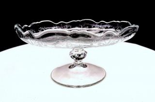 Heisey Elegant Glass Clear Orchid Etched Floral 6 1/2 " Cheese Stand 1940 - 1957