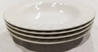Johnson Brothers White Regency Swirl 8 1/2” Rim Soup Bowls (set Of 4)