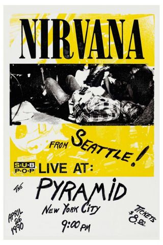 Grunge: Kirk Cobain & Nirvana In York Pyramid Concert Poster 1990 12x18