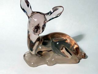 Vintage Fenton Clear Art Glass Baby Deer / Fawn