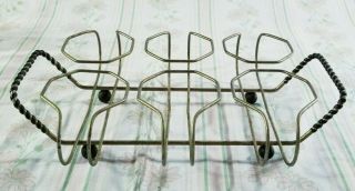 Vintage Mid - Century Metal 6 Glass Caddy Carrier Tumblers Wrapped Handle