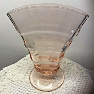 Vintage Pink Depression Glass Fan Vase 1930s - 40s Rare Piece