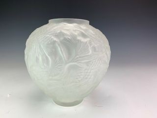 Vintage Signed Phoenix Consolidated Studio Art Glass Frosted Floral Bud Vase