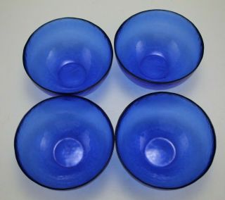 Vtg Ferro Murano Italy Cobalt Blue Glass Bowls - 4 Piece Set - 5 1/2 " Diameter