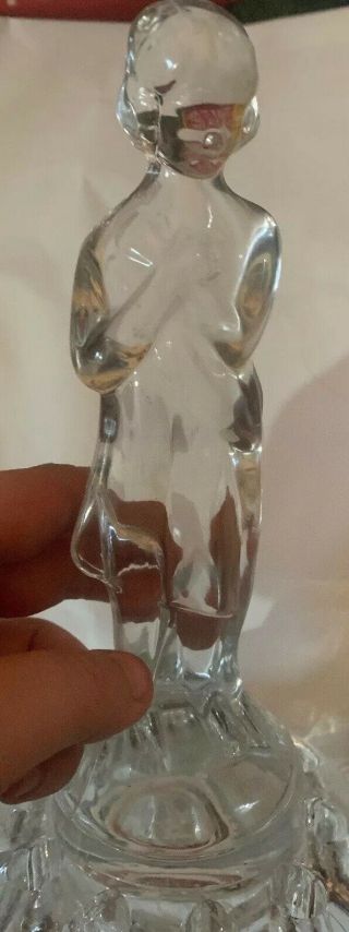 Vtg Art Deco Cambridge Glass Draped Nude Lady Figural Flower Frog Holder