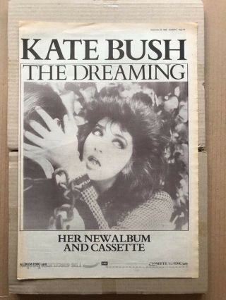 Kate Bush Dreaming Poster Sized Music Press Advert From 1982 (aged) - P