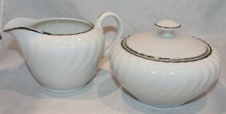 Vintage Norleans China Creamer & Sugar Bowl Set White Classic Estate Japan