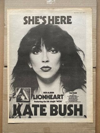 Kate Bush Lionheart Poster Sized Music Press Advert From 1979 With Tour