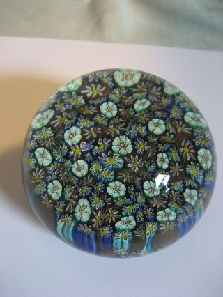 Vintage Art Glass Paperweight,  Millefiori,  Murano Italy Label 3.  75 " W