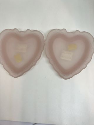 Vintage Lenox Imperial Heart Ashtray Or Trinket Dish 41/2” Pink Satin Set Of Two
