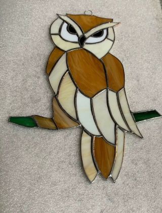 Owl Bird (medium) - Stained Glass - Handcrafted - Sun Catcher - 10”x5” Inches
