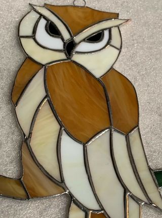 OWL bird (Medium) - Stained Glass - Handcrafted - Sun Catcher - 10”x5” Inches 2