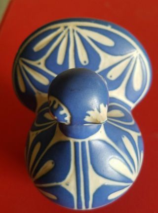 Pablo Zabal Peacock Folk Art Pottery Chile Mid Century Blue White Matte Glaze