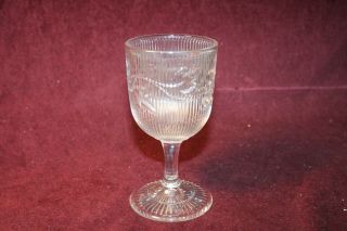 Rare Eapg Boston & Sandwich Ribbed Ivy Pattern Flint Champagne Ca.  1850