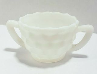 Vintage Milk Glass Creamer and Sugar Bowl with Cube Pattern 2