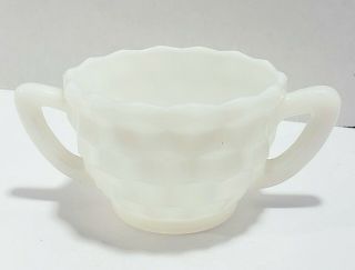 Vintage Milk Glass Creamer and Sugar Bowl with Cube Pattern 3