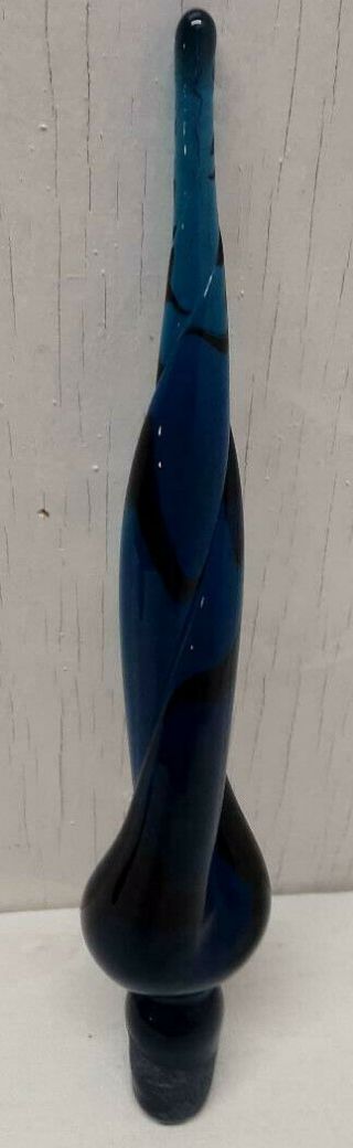 Vintage Mid Century Modern Blue Glass Decanter Stopper Only