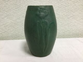 Antique Zanesville Matte Green Arts And Crafts Pottery Vase 8 5/8 Inch 2