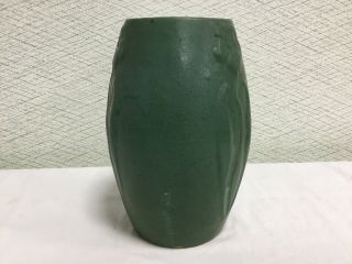 Antique Zanesville Matte Green Arts And Crafts Pottery Vase 8 5/8 Inch 3