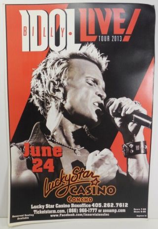 Rare Authentic Billy Idol Live 2013 Rock Concert Tour 12 " X 18 " Poster Oklahoma