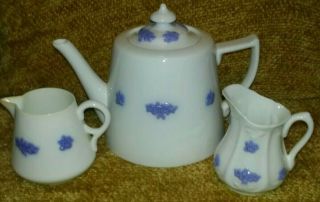 Antique RARE Adderley Fine Bone China England Tea 8pc Set Blue Chelsea Thistle 2