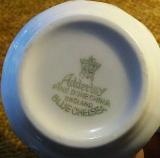 Antique RARE Adderley Fine Bone China England Tea 8pc Set Blue Chelsea Thistle 6