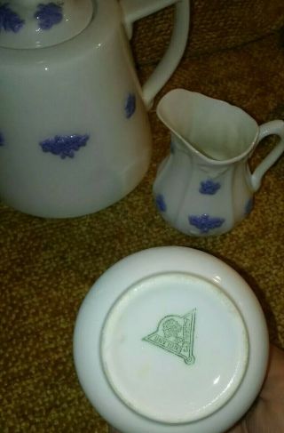 Antique RARE Adderley Fine Bone China England Tea 8pc Set Blue Chelsea Thistle 7