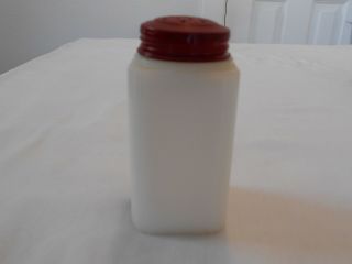 Old Antique Vintage Tipp City Range Pepper Shaker White Milk Glass Red Metal Lid 2