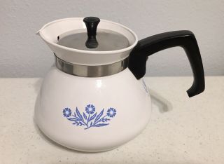Pyrosil Coffee Tea Pot 6 Cup 1960s Cornflower Blue