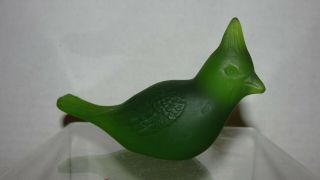 Vintage Fenton Green Cardinal Bird Art Glass Figurine
