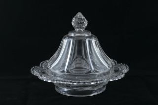 Antique Glass Colonial Domed Butter Cheese Dish,  Covered Bowl,  Tray