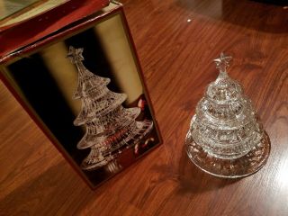 Lenox Gorham Holiday Traditions Christmas Crystal 3 Tier Tree Candy Dish 9.  5 "