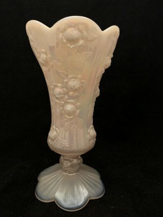 Fenton Art Glass Pink Carnival Cabbage Rose Vase - Dh