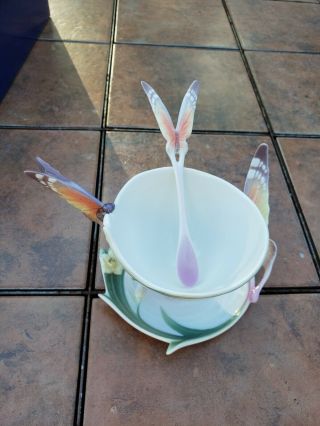 Franz Porcelain Butterfly Cup,  Saucer,  Spoon Set Xp1693