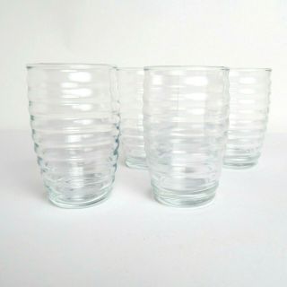 Vintage Anchor Hocking Set Of 4 Beehive Juice Glasses Clear Glass