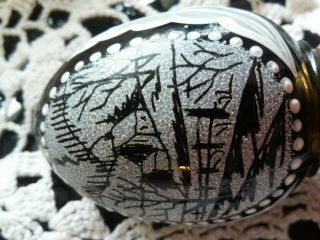 Fenton Glass Christmas Black Glass Egg Hand Painted & Numbered,  Winter Snow Scene 2