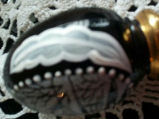 Fenton Glass Christmas Black Glass Egg Hand Painted & Numbered,  Winter Snow Scene 4