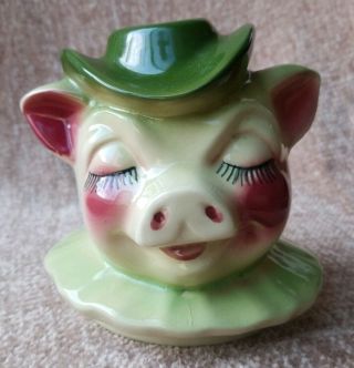 Vintage Shawnee Winnie Pig 61 Piggy Bank W/ Coin Slot & Hat 1940 