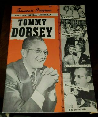 Vintage Tommy Dorsey Souvenir Program Jazz Music Show That Sentimental Gentleman