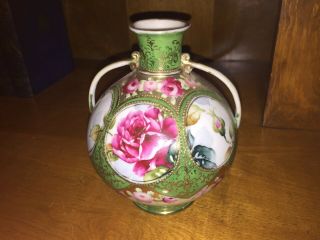 Gorgeous Antique Nippon Vase - Unmarked,  Very Early,  And Hand Painted