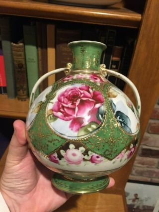 Gorgeous Antique Nippon Vase - Unmarked,  Very Early,  and Hand Painted 2